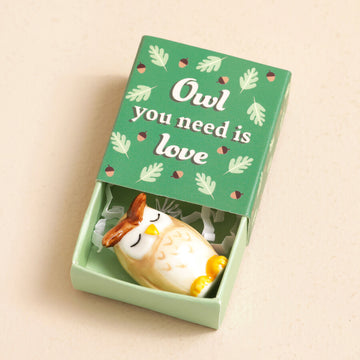 Lisa Angel Tiny Matchbox Ceramic Token Ceramic Owl 'Owl You Needs Is Love' Lisa Angel Positivity Gift